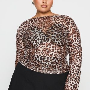 Believe Me Long Sleeve Top Leopard Curve