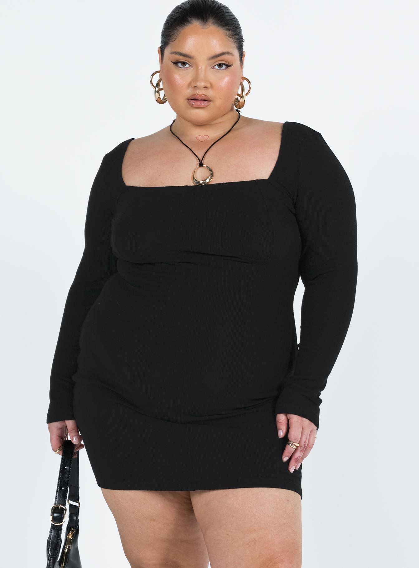 Denielle Mini Dress Black Curve - Image 2