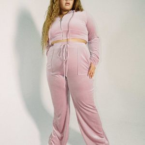 Velour Track Pant Pink Curve