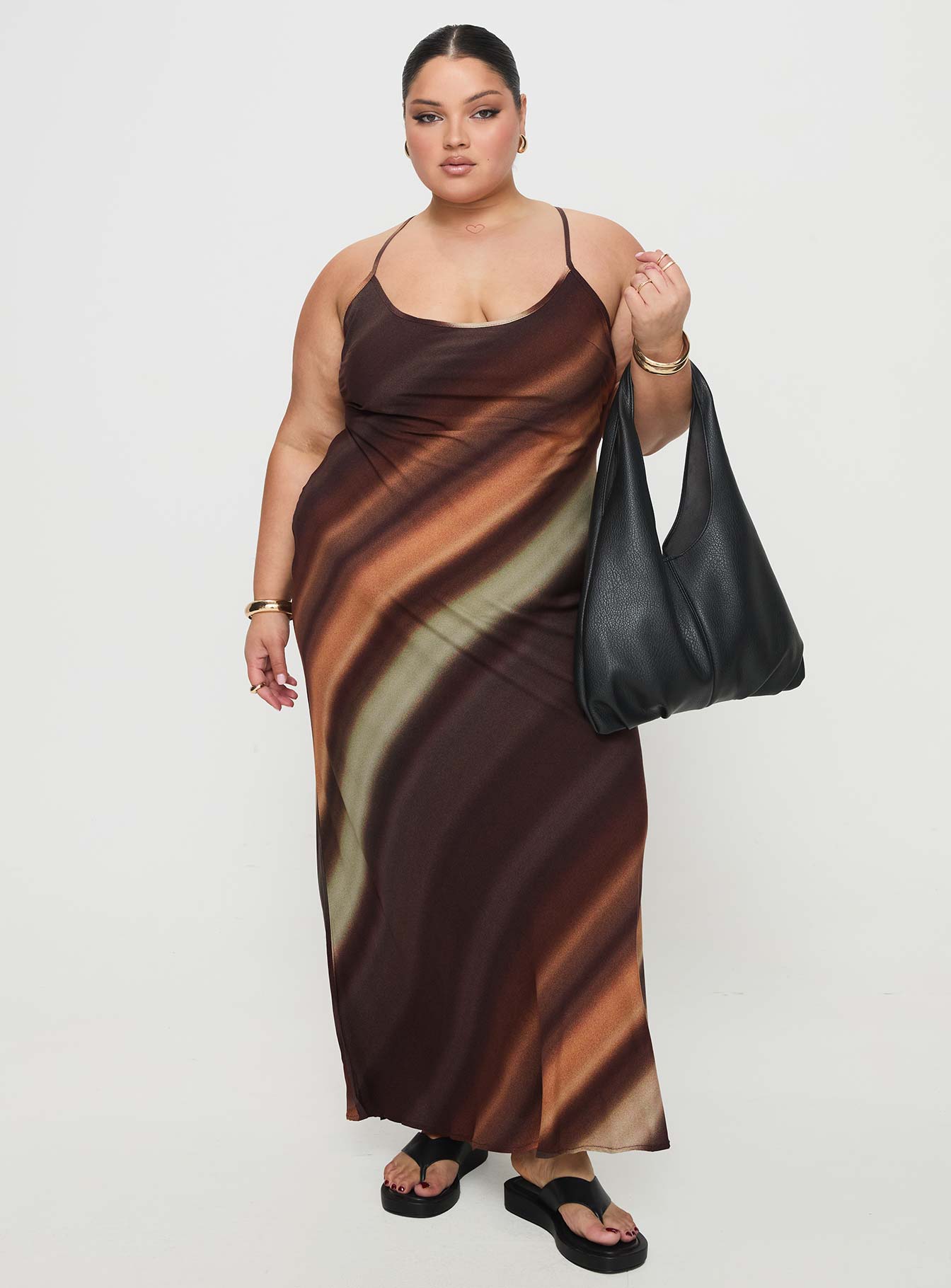 Otillie Maxi Dress Brown Multi Curve - Image 2