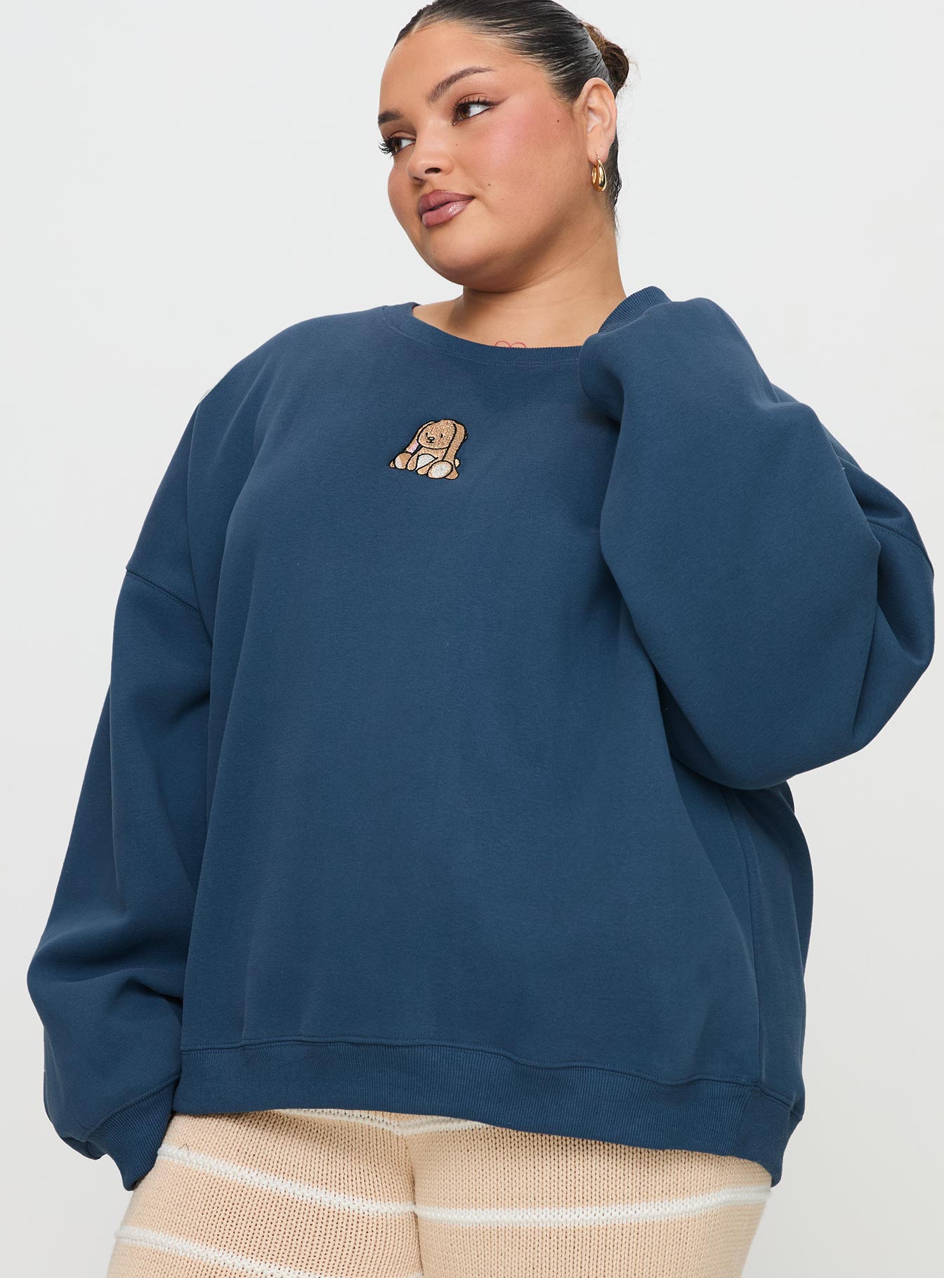 Sleepy Bunny Crewneck Jumper Navy Curve - Image 2