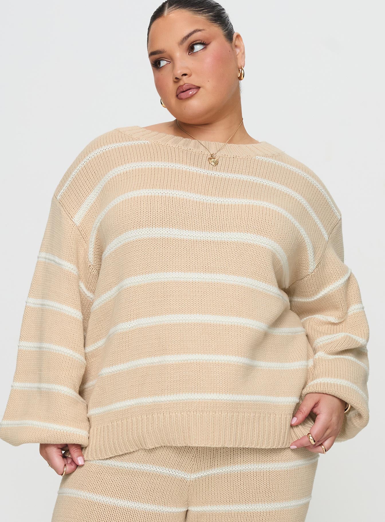 Read Your Mind Knit Sweater Cream Stripe - Image 9
