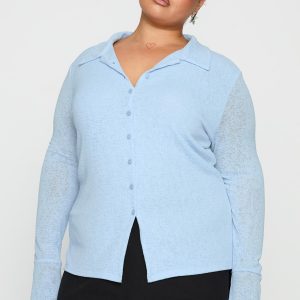 Finnean Long Sleeve Top Pale Blue Curve