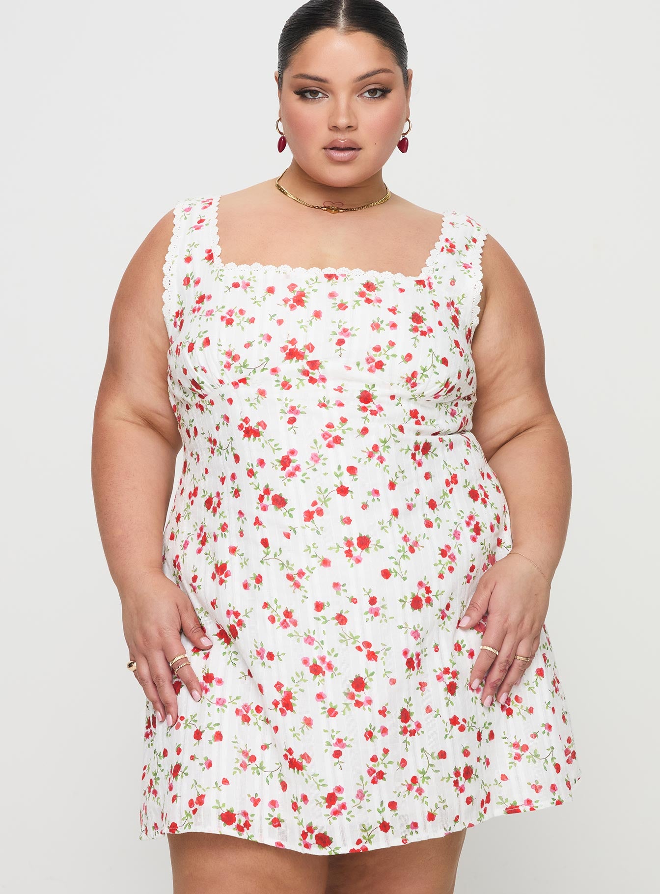 Dasha Mini Dress White Floral Curve - Image 2