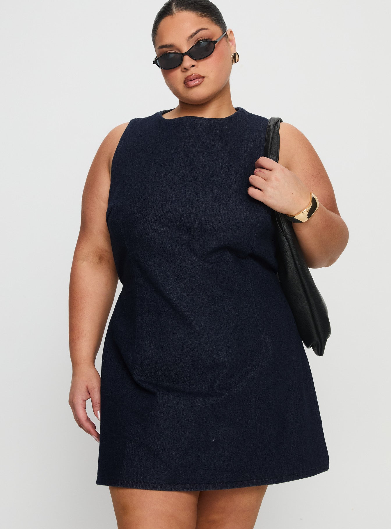 Ainsleigh Shift Denim Playsuit Dark Wash Curve - Image 2