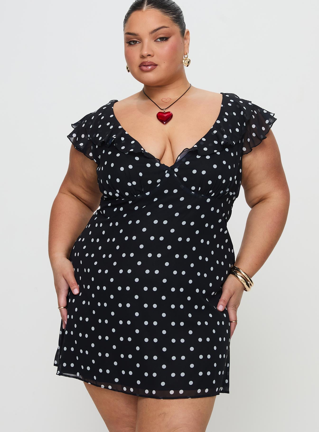 I Guess So Mini Dress Black Polka Dot - Image 12