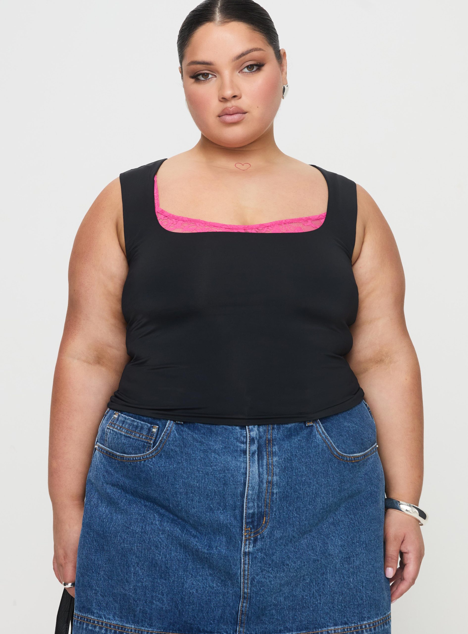 Back In Time Top Black / Pink Lace Curve - Image 2