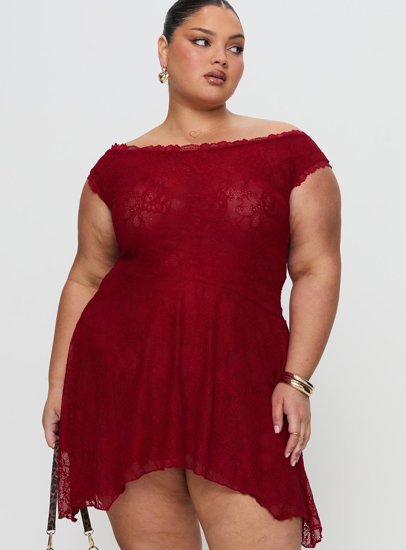 La Dolce Vita Lace Mini Dress Red - Image 7