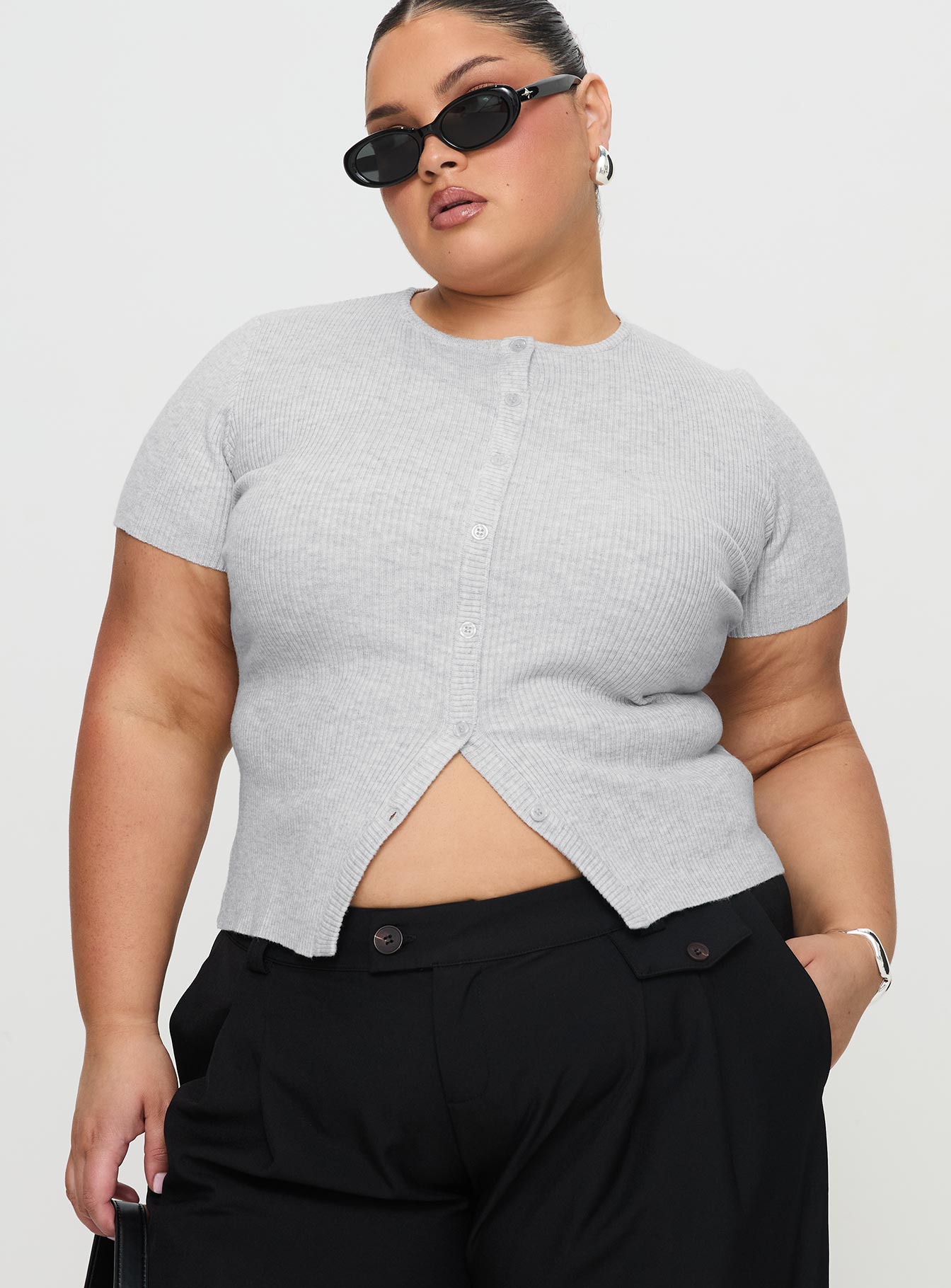 Suzu Knit Top Grey Curve - Image 2