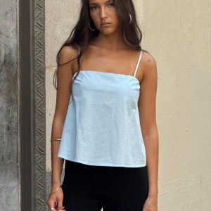 Trapeze Strapless Top Blue