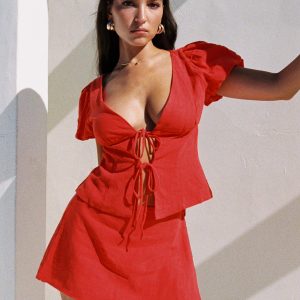 Gulliver Tie Side Mini Skort Red