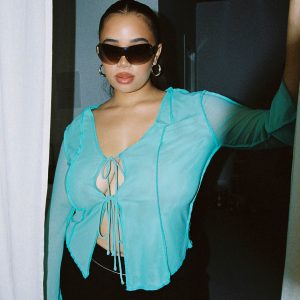 Mereba Long Sleeve Top Blue Curve