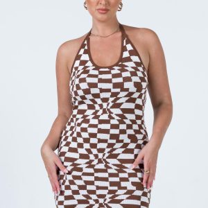 Henri Mini Dress Brown / White