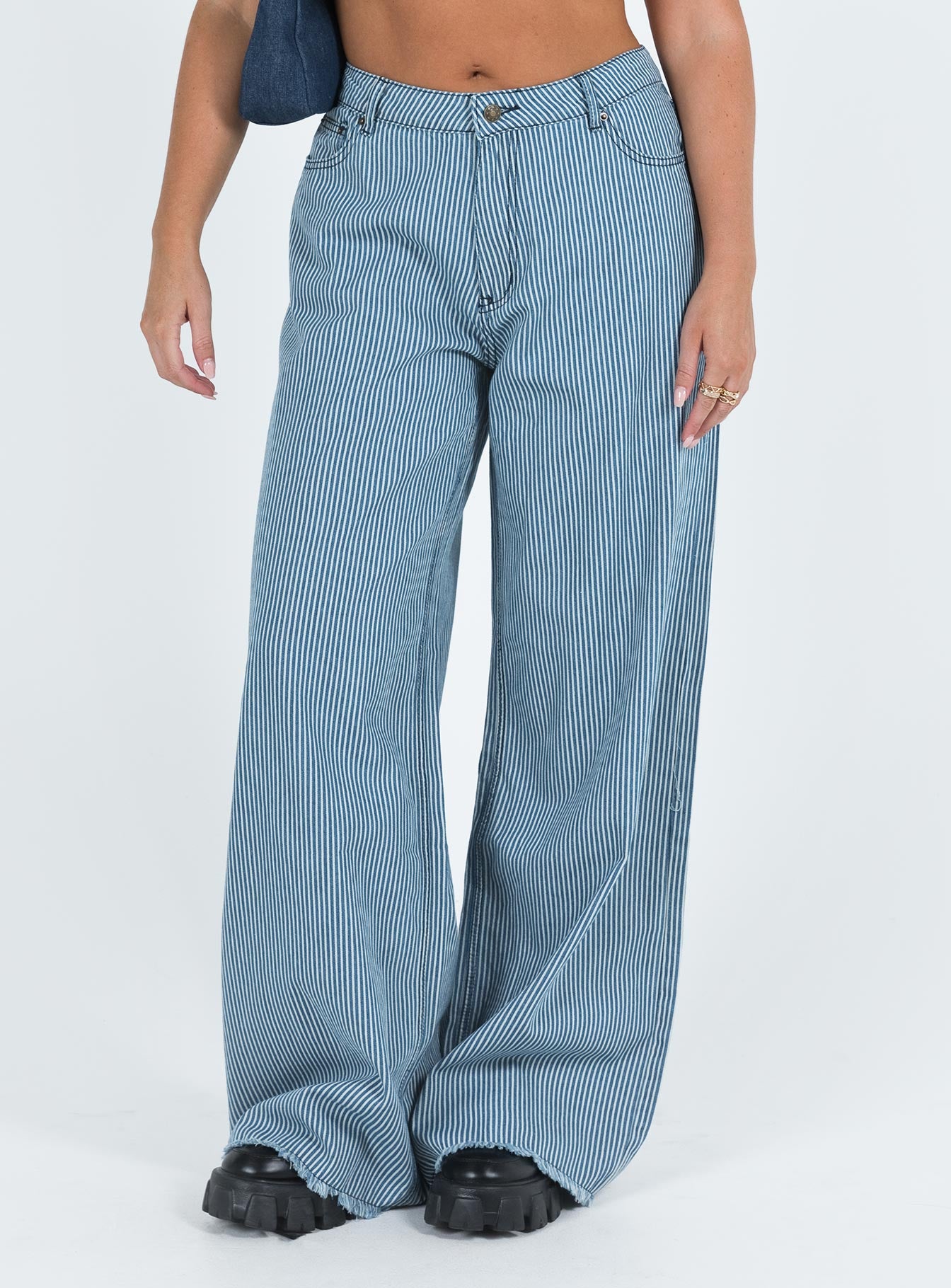 Eivissa Baggy Jeans Blue Denim Stripe - Image 2