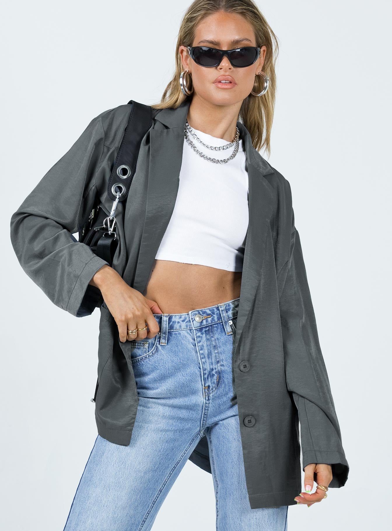 Amber Oversized Blazer Grey - Image 2