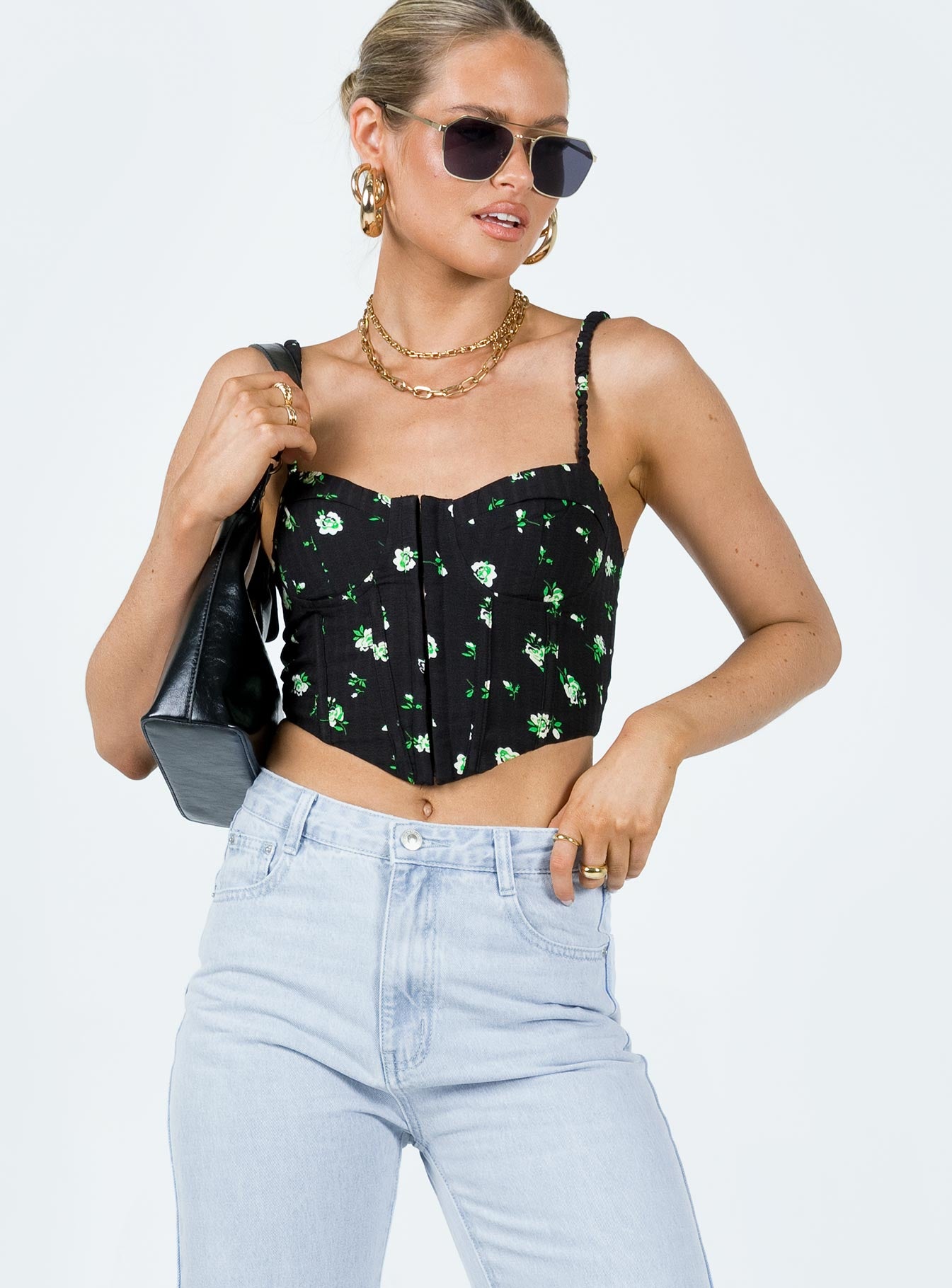 Symonds Corset Top Black / Floral