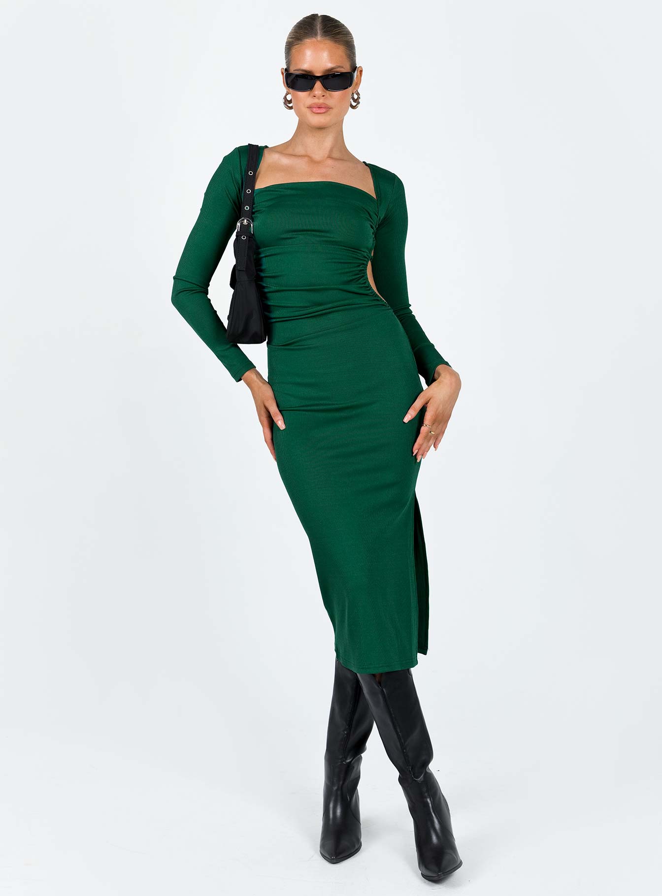 Esplin Long Sleeve Midi Dress Green - Image 2