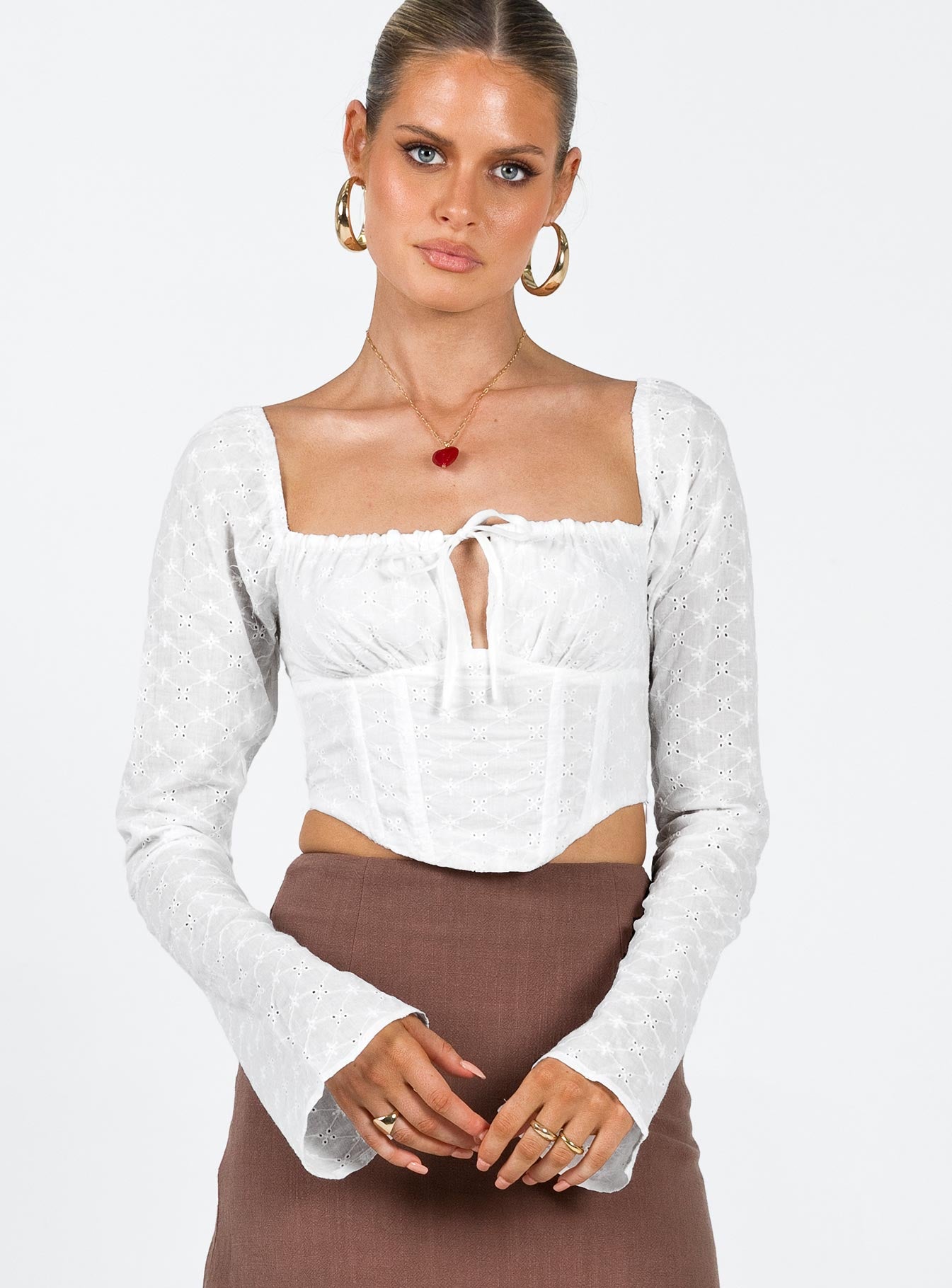 Ludlow Long Sleeve Top Ivory - Image 2