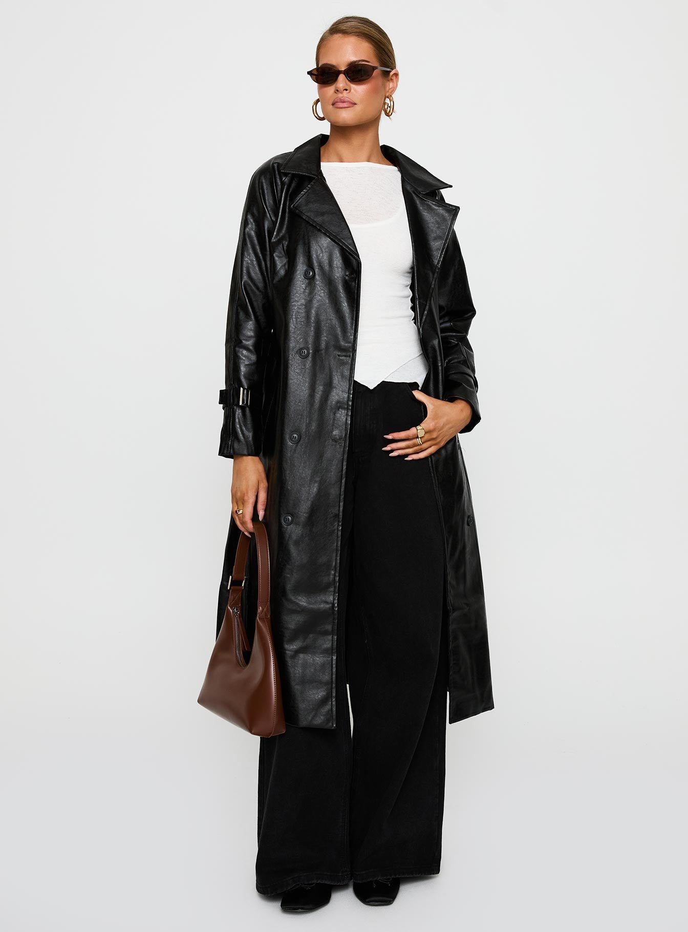Montanna Faux Leather Coat Black - Image 2