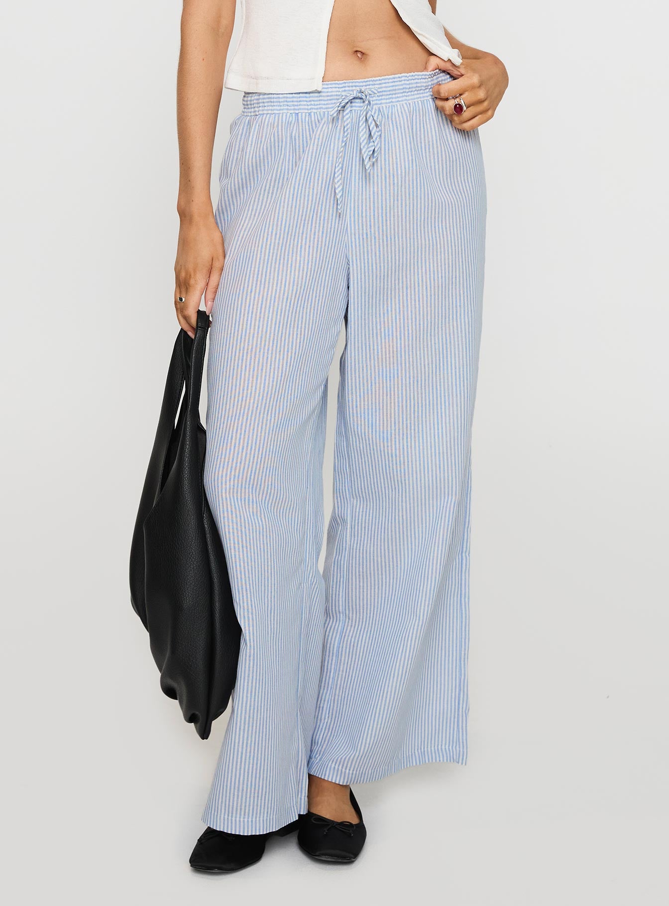 Holiday Tie Front Pant Blue/ White Stripe - Image 2