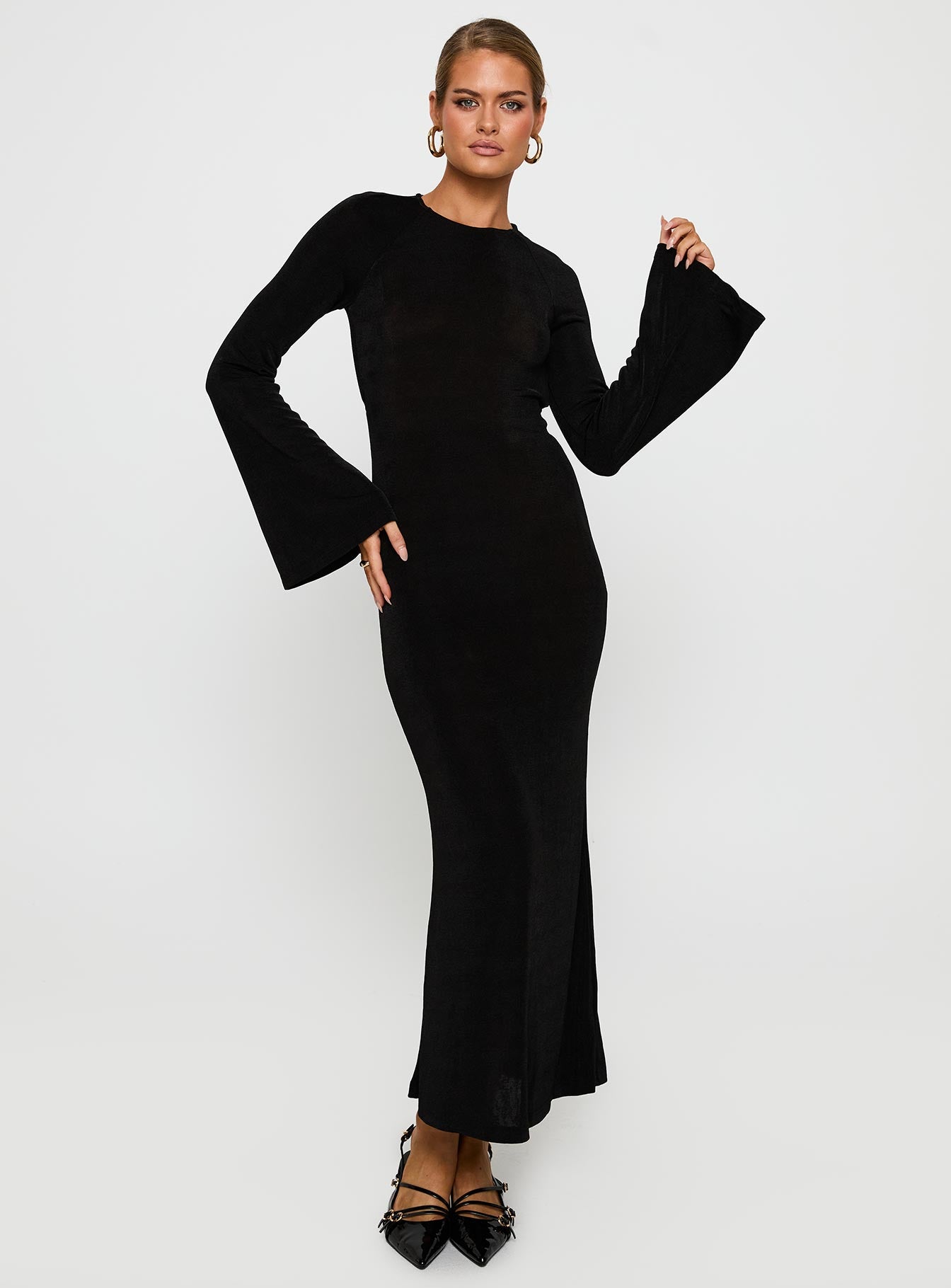 Amersham Long Sleeve Maxi Dress Black - Image 2