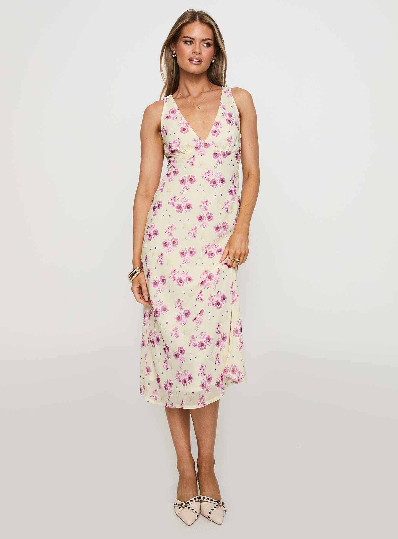 Nellie Midi Dress Yellow Floral - Image 2