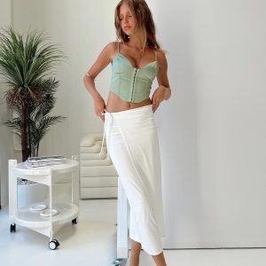 Callile Midi Wrap Skirt White