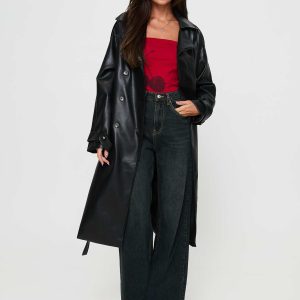 Neo Faux Leather Trench Onyx