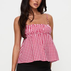 Mirabellah Frill Top Red Gingham