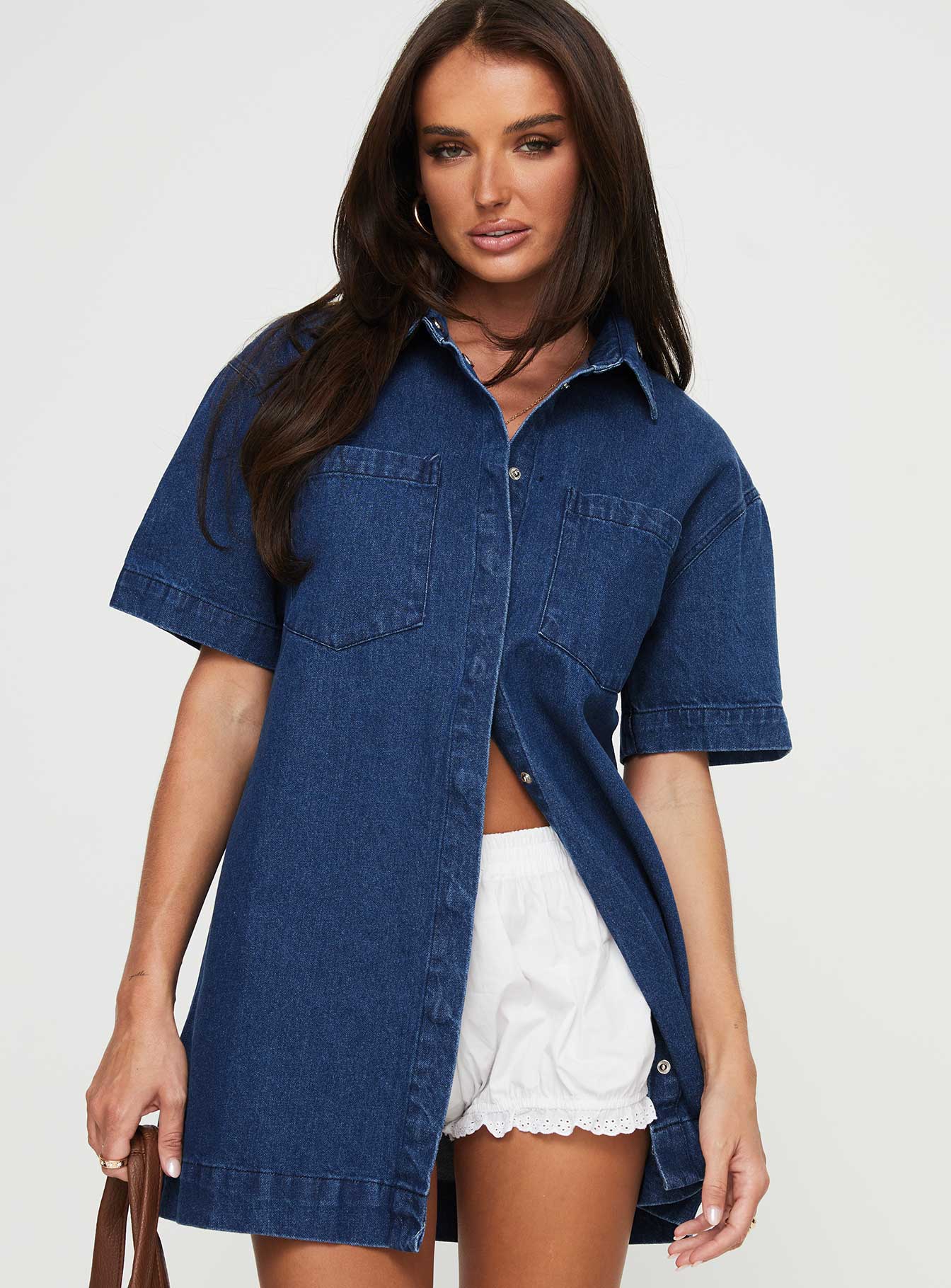 Haun Denim Mini Dress Dark Wash - Image 2