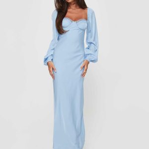 Hazel Long Sleeve Maxi Dress Blue