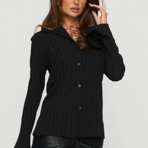 Beatris Long Sleeve Top Black