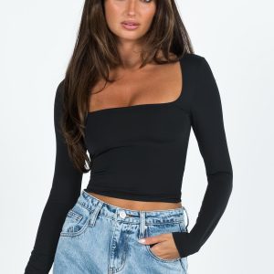 Back In Time Long Sleeve Top Black