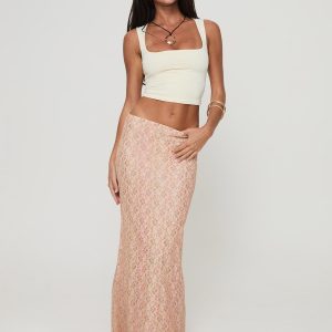 Gallego Lace Maxi Skirt Pink