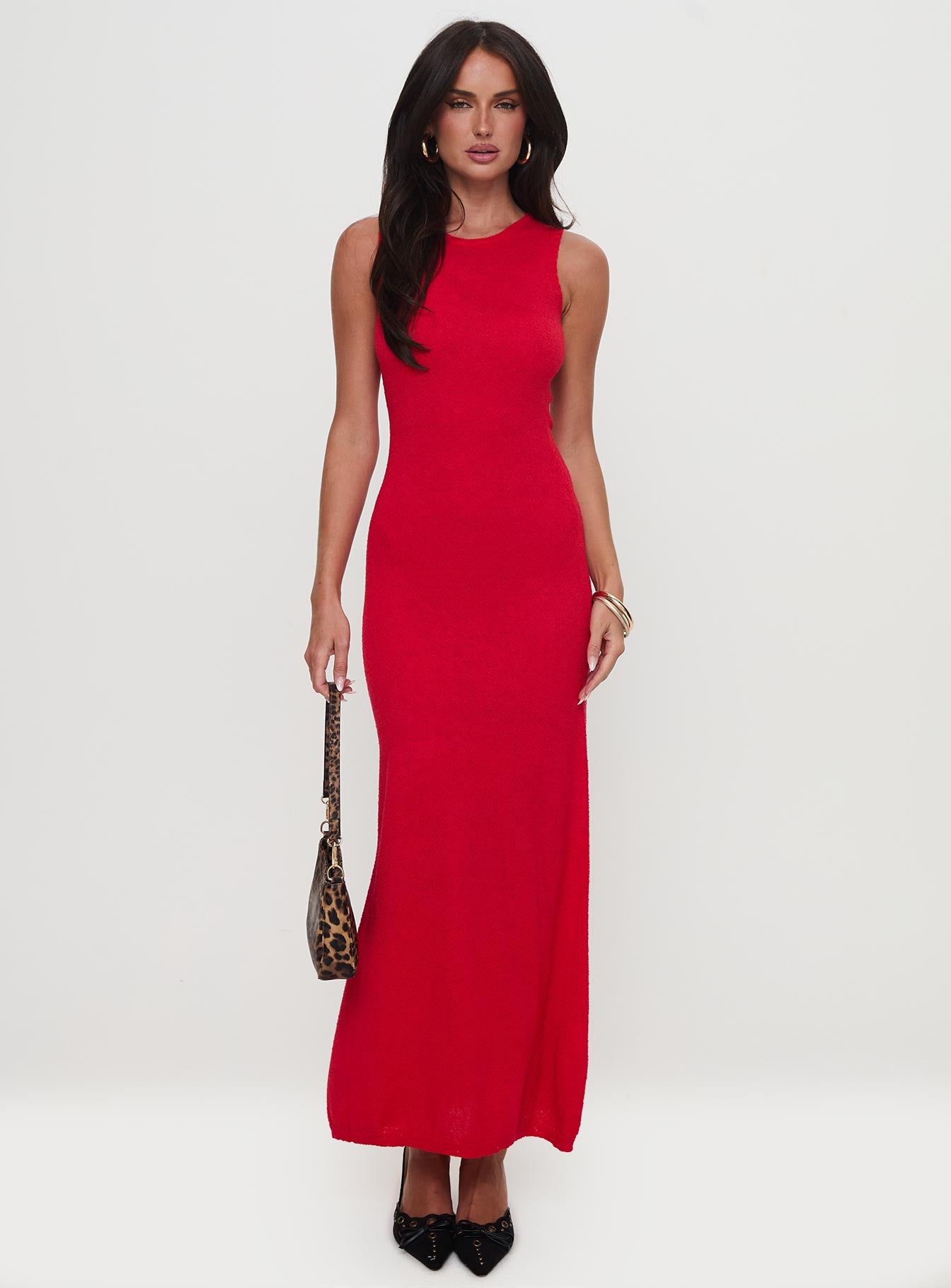 Maebie Knit Maxi Dress Red - Image 2