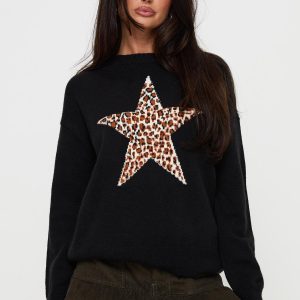 Run The Party Knit Sweater Black