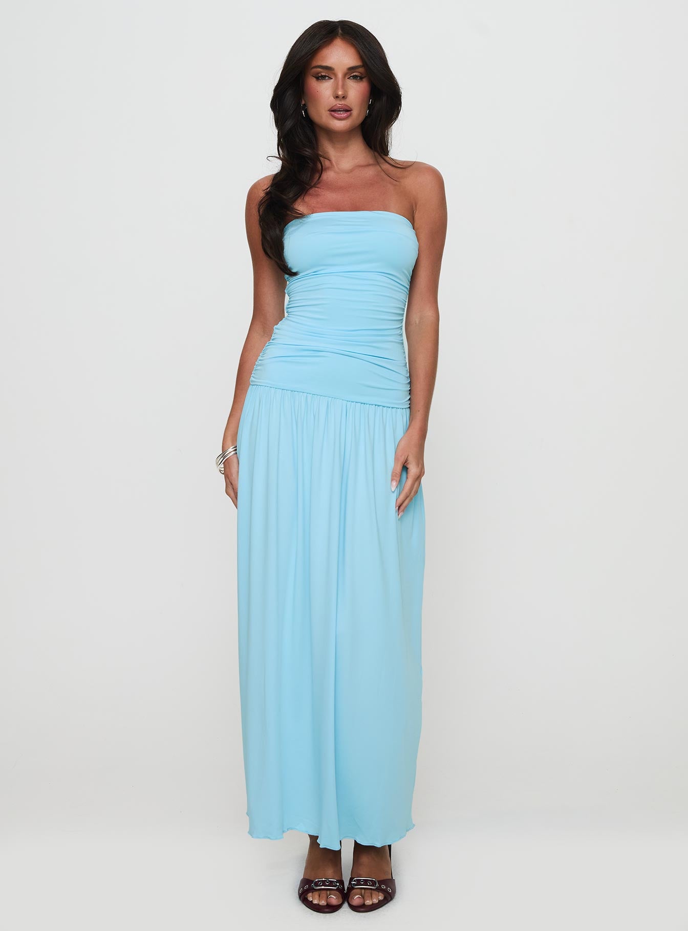 Glorie Strapless Maxi Dress Light Blue - Image 2