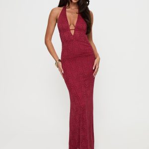 Karmyn Plunge Maxi Dress Red