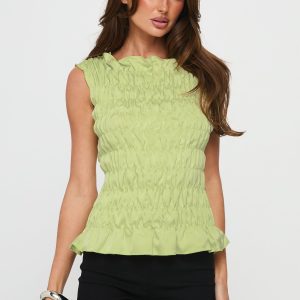 Elenir Shirred Top Green