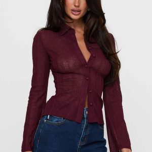 When You Sleep Long Sleeve Top Wine