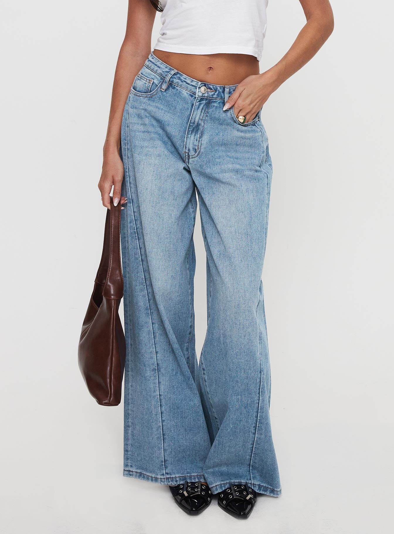 Ringer Low Rise Wide Leg Jeans Blue - Image 2