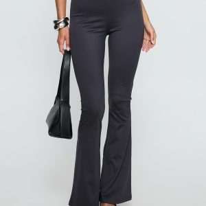 Georganna Lace Trim Flare Pant Charcoal