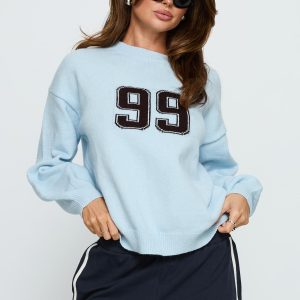 Ranee Graphic Knit Sweater Blue