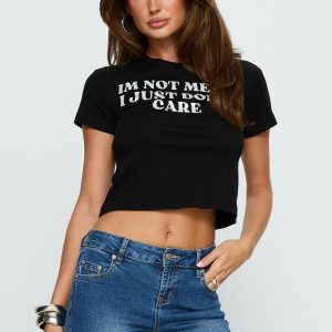 I'm Not Mean Graphic Top Black