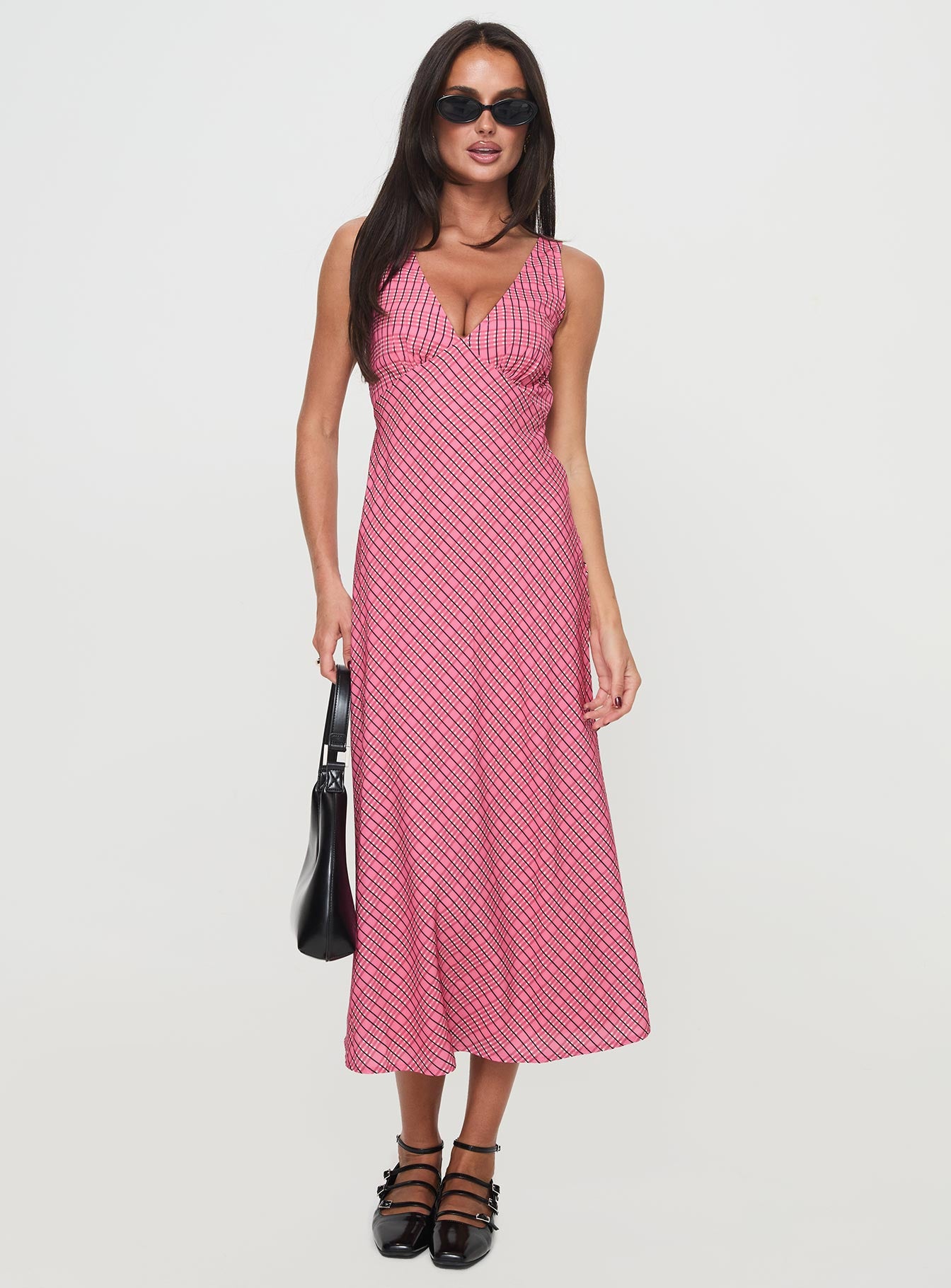 Nellie Midi Dress Pink Check - Image 2