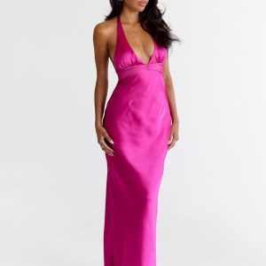 Odyssa Halter Maxi Dress Magenta