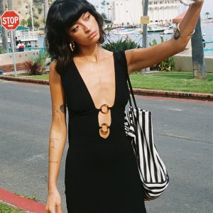 Steward Halter Mini Dress Black Tall