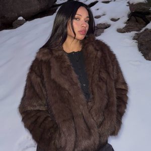 Super Trouper Faux Fur Jacket Brown