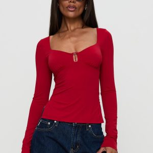 Keane Long Sleeve Top Red