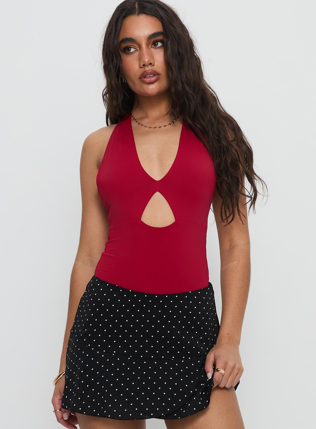 Sugarberry Cut Out Bodysuit Red - Image 2